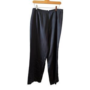 Talbots Wide Leg Silk Trousers Pants Black 10